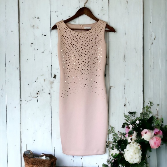 Calvin Klein Blush Rose Mirror Design Dress Size 6 - Picture 9 of 10